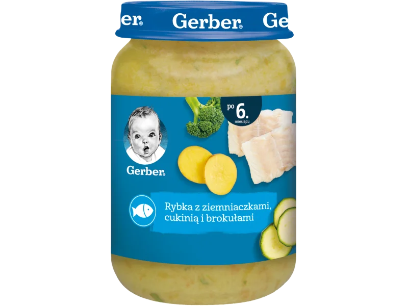 Gerber obiadek rybka z ziemniaczkami cukinią i brokułami po 6 miesiącu