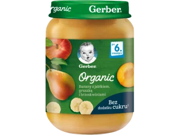 Zdjęcie produktu Gerber Organic banany z jabłkiem, gruszką i brzoskwiniami, żywność specjalnego przeznaczenia medycznego