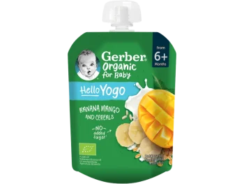 Zdjęcie produktu Gerber Organic deserek banan, mango z jogurtem i płatkami zbóż po 6. miesiącu, mus