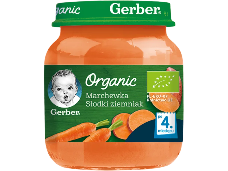 GERBER ORGANIC Marchewka słodki ziemniak po 4 miesiącu, puree