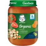 Gerber Organic obiadek jarzynki z indykiem w pomidorach po 6 miesiącu, żel