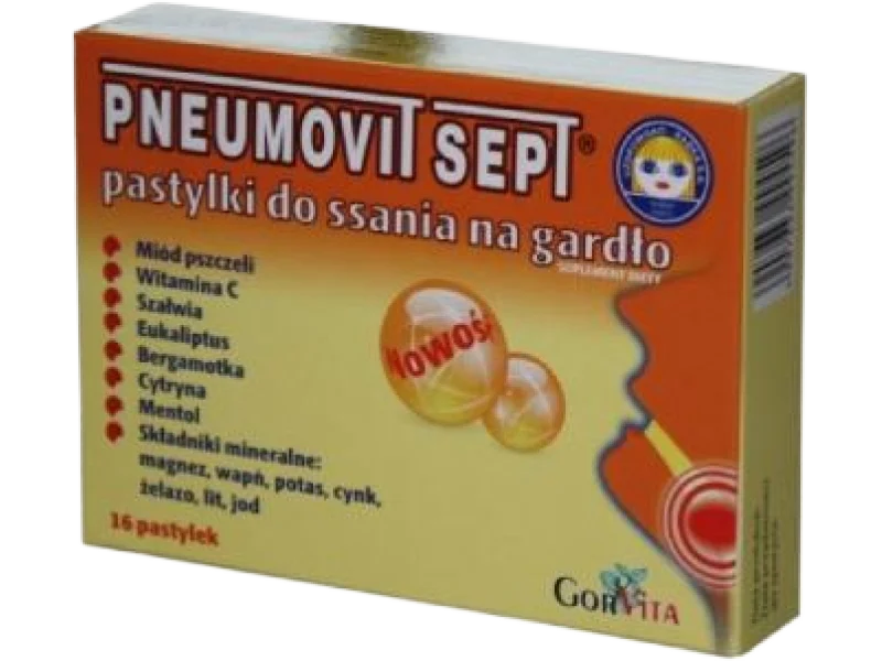 Gorvita Pneumovit Sept na gardło, pastylki do ssania