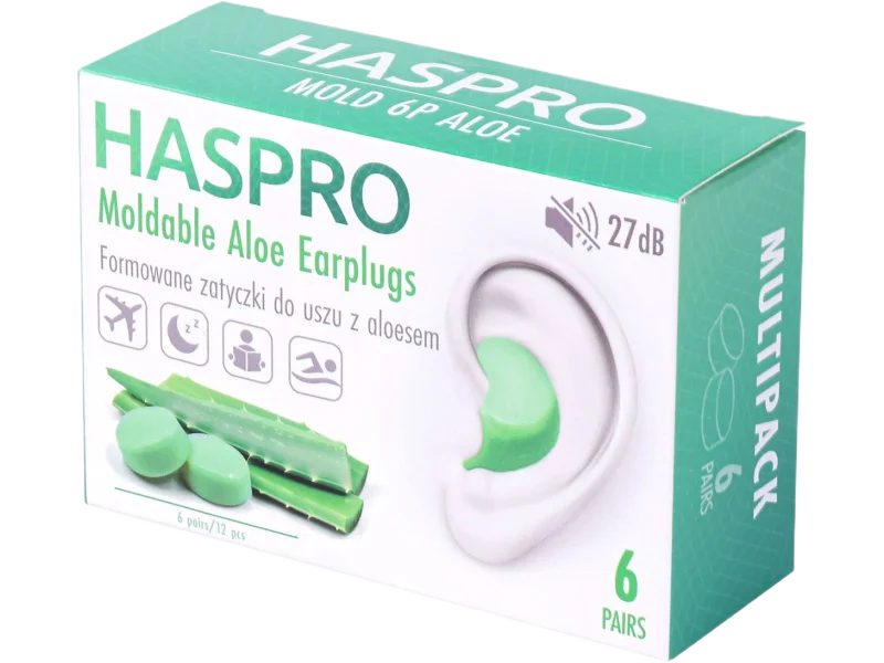 HASPRO Moldable Aloe Earplugs, zatyczki