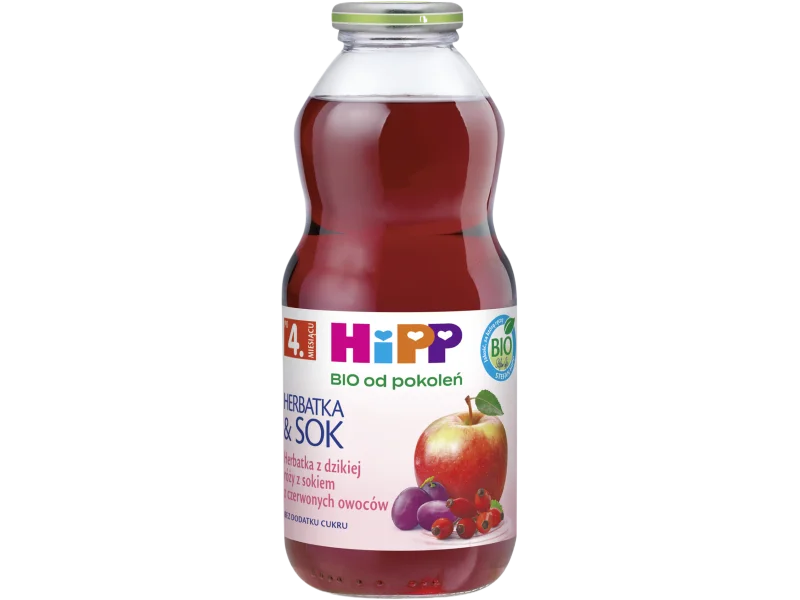 HiPP BIO Herbatka z dzikiej róży z sokiem z czerwonych owoców, płyn