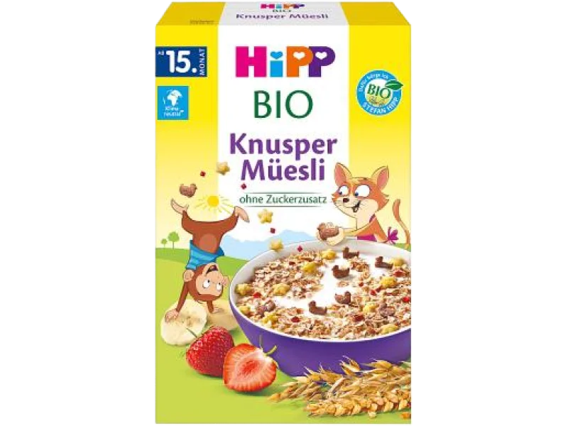 HiPP BIO od pokoleń, chrupiące musli z bananami i truskawkami