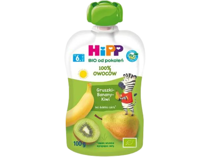 HiPP BIO od pokoleń, gruszki-banany-kiwi, mus