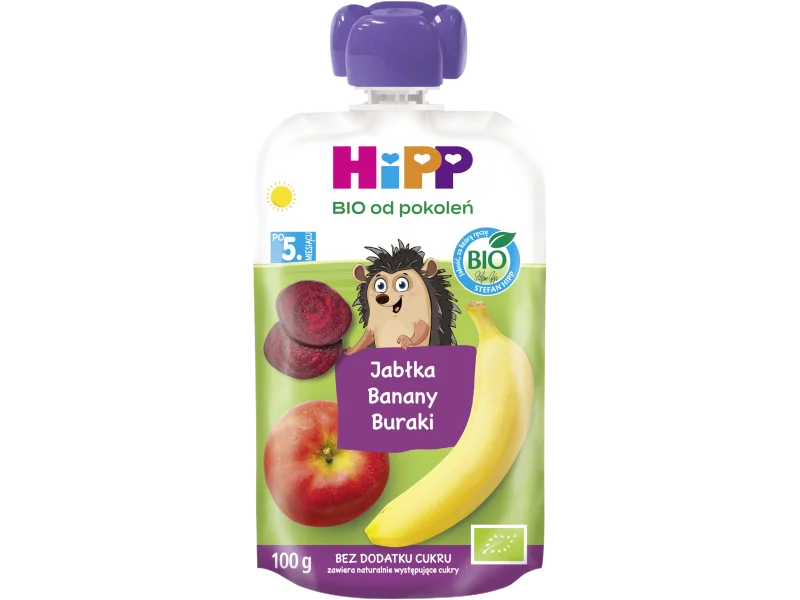 HiPP BIO od pokoleń, jabłka-banany-buraki, mus