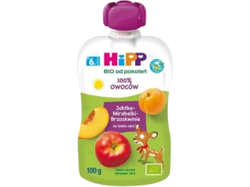 Zdjęcie produktu HiPP BIO od pokoleń, jabłka-brzoskwinie-mirabelki, po 6. miesiącu, mus