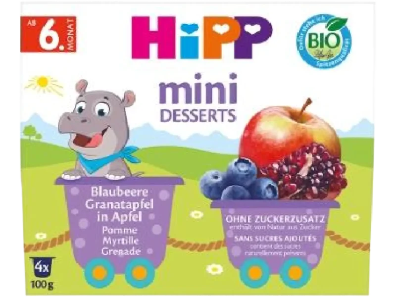 Hipp Bio od pokoleń, jabłka-jagody-granaty, deser