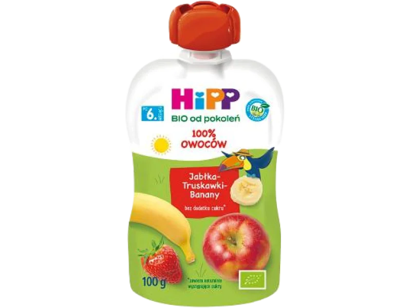 HiPP BIO od pokoleń, jabłka-truskawki-banany, mus