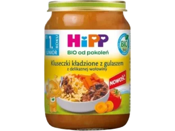 Hipp Bio od pokoleń kluseczki kładzione z gulaszem z delikatnej wołowiny, gotowy posiłek