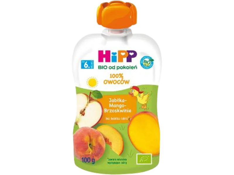 HiPP BIO od pokoleń mus owocowy jabłka-mango-brzoskwinie