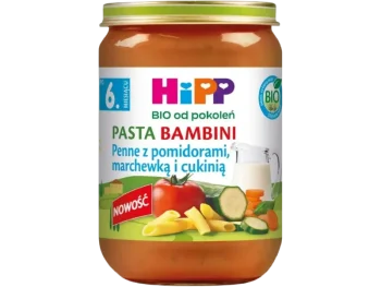 Zdjęcie produktu Hipp Bio od pokoleń, penne z pomidorami, marchewką i cukinią, gotowy posiłek