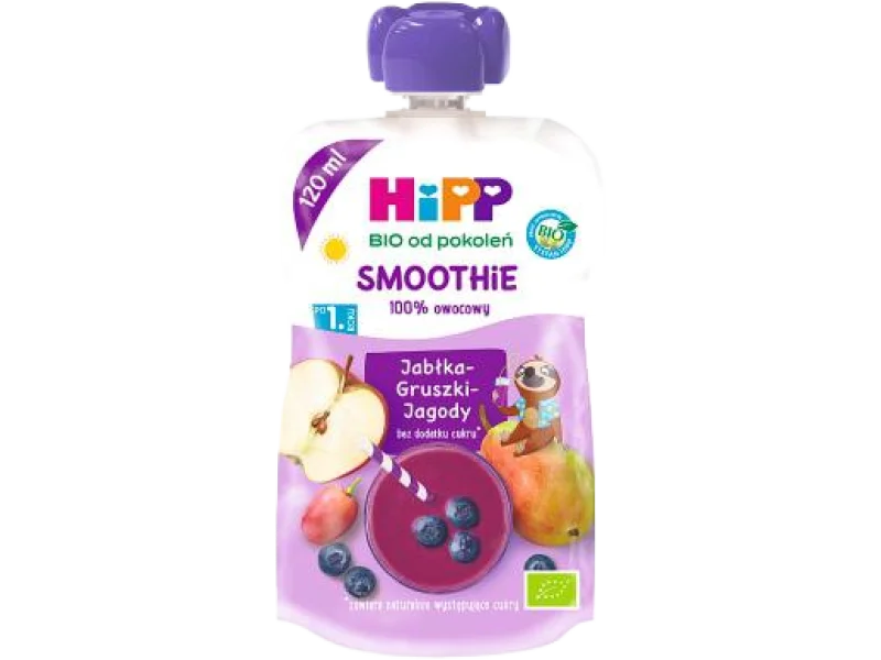 HIPP Hippis Smoothie Drink jabłka-gruszki-jagody BIO, mus