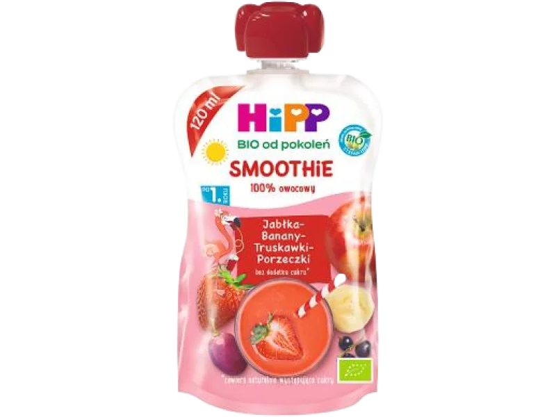 HIPP Smoothie jabłka-banany-truskawki-porzeczki BIO, mus