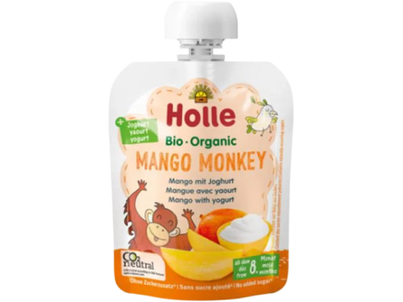 Holle Bio mus owocowy z jogurtem mango małpka od 8 miesiąca