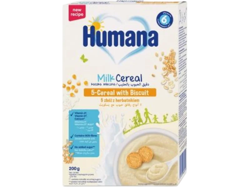 Humana kaszka mleczna 5 zbóż z herbatnikiem