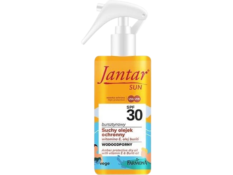 Jantar Sun bursztynowy suchy olejek ochronny z witaminą E i olejem buriti SPF 30, spray
