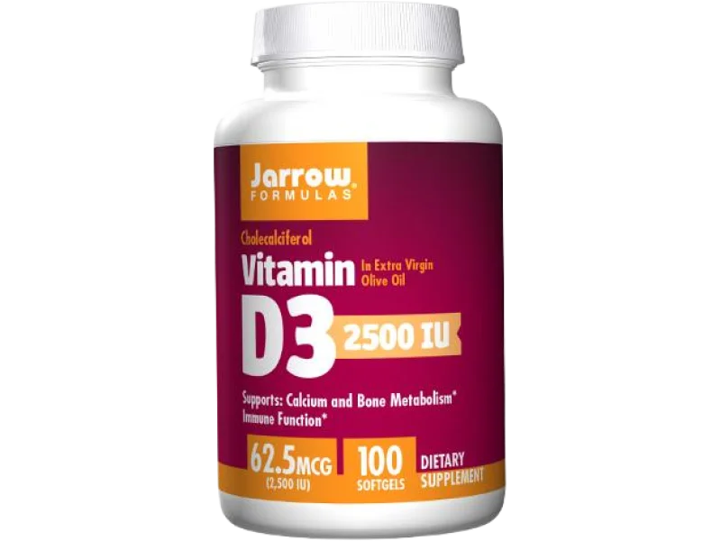 JARROW FORMULAS Vitamin D3, kapsułki miękkie, 2500 IU