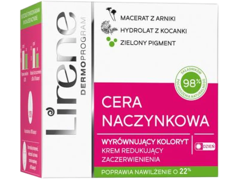Lirene Cera Naczynkowa wyrównujący koloryt redukujący zaczerwienienia, krem
