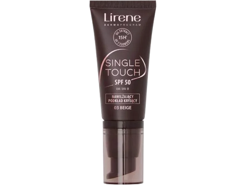Lirene Single Touch nawilżający podkład kryjący SPF 50 beige 03, krem
