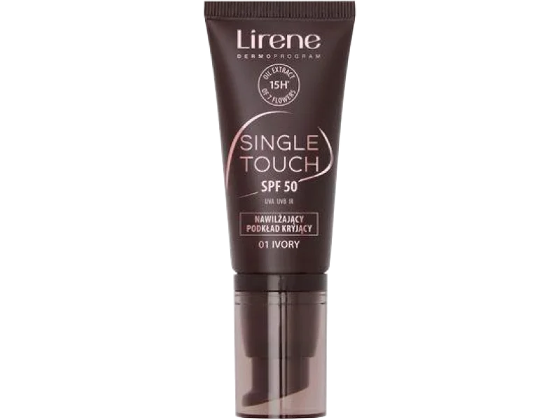 Lirene Single Touch nawilżający podkład kryjący SPF 50 ivory 01, płyn