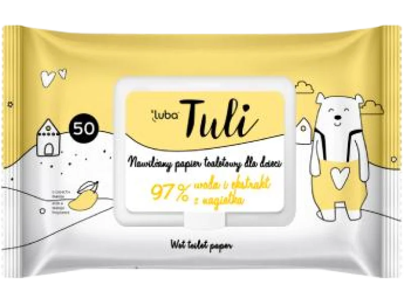 Luba Tuli, nawilżany papier toaletowy z ekstraktem z nagietka, chusteczki
