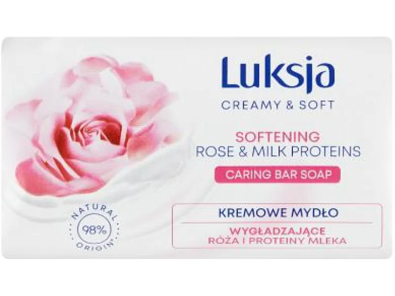 Luksja Creamy & Soft kremowe, róża i proteiny mleka, mydło