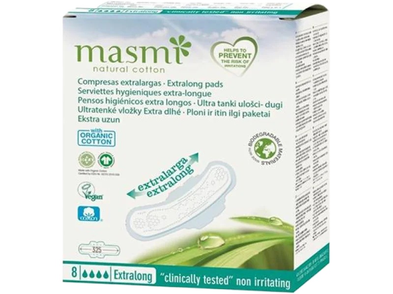Masmi ekstradługie podpaski z bawełny organicznej