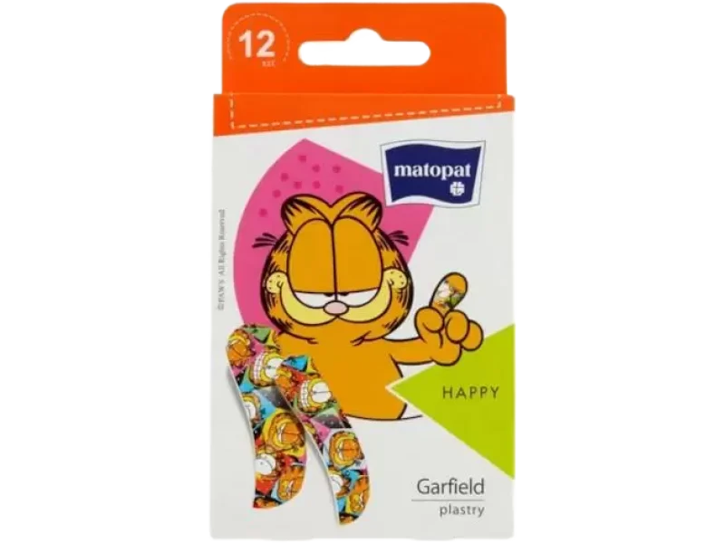 Matopat z opatrunkiem happy z kotem Garfieldem dla dzieci i młodzieży, plaster