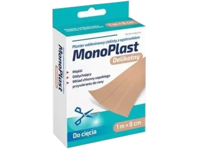 MonoPlast delikatny z opatrunkiem włókninowy cielisty do cięcia, plaster