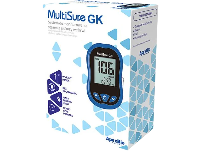 MultiSure GK System do monitorowania stężenia glukozy we krwi, glukometr