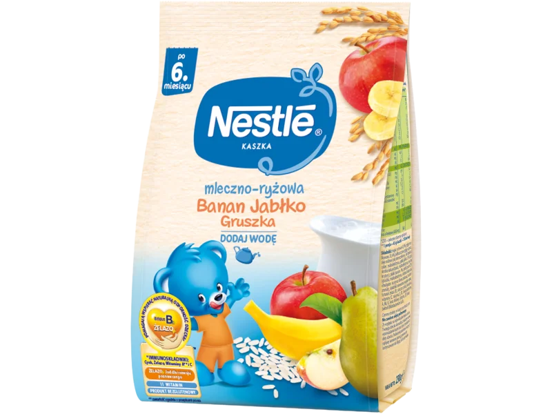 Nestle kaszka mleczno-ryżowa banan jabłko gruszka po 6. miesiącu
