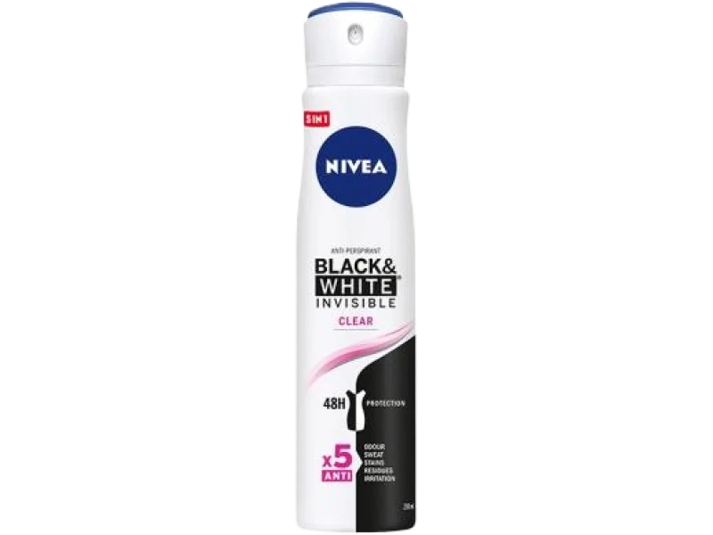 Nivea Black & White Invisible Clear antyperspirant damski, spray