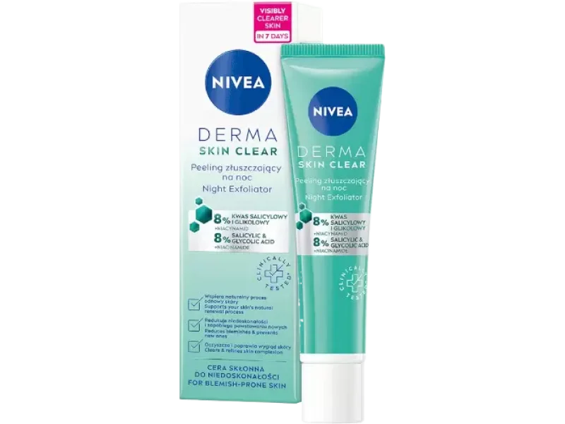 Nivea Derma Skin Clear peeling złuszczający na noc, żel
