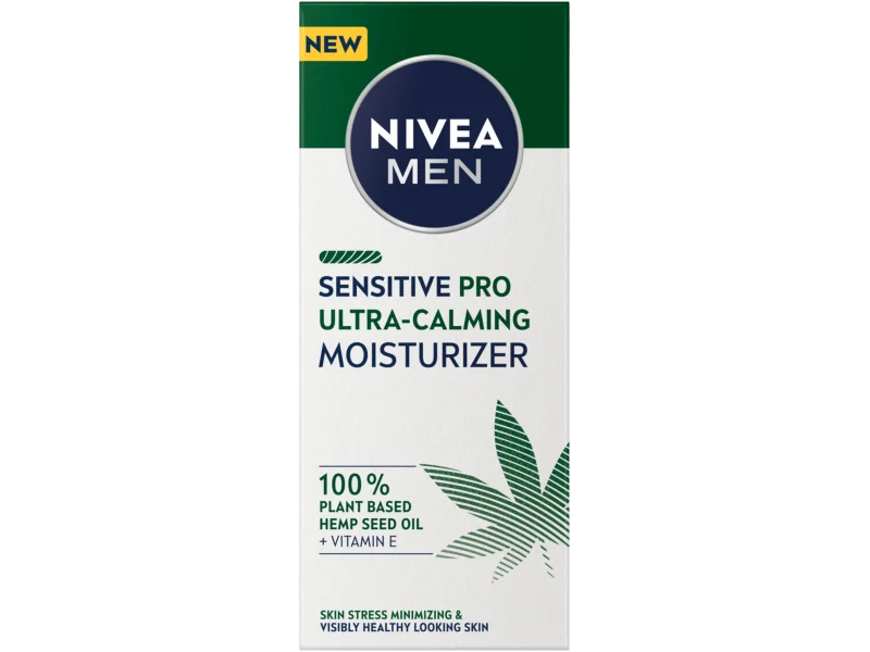 Nivea Men Sensitive Pro Ultra-Calming nawilżający 24 h z 100% organicznym olejem z nasion konopnych i witaminą E, krem