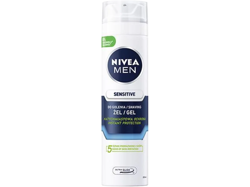 Nivea Men Sensitive żel do golenia łagodzący, żel na skórę