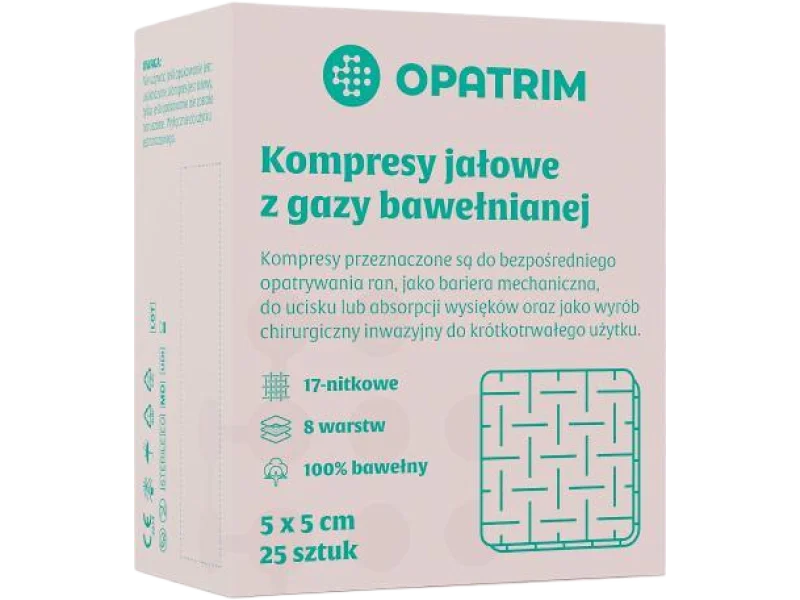 Opatrim kompresy jałowe z gazy bawełnianej, gaza