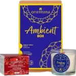 ORIENTANA Zestaw Ambient BOX krem do twarzy drzewo sandałowe i kurkuma + zapachowa świeca sojowa Bombay Spirit