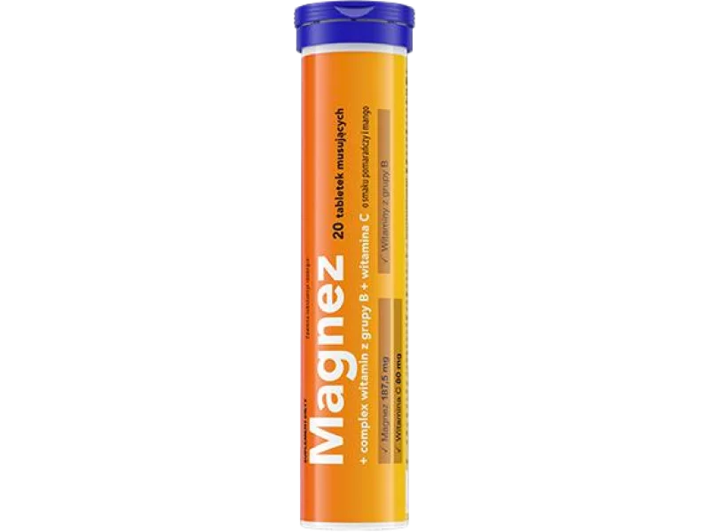 Panawit magnez + complex witamin z grupy B + witamina C, smak pomarańczy i mango, tabletki musujące