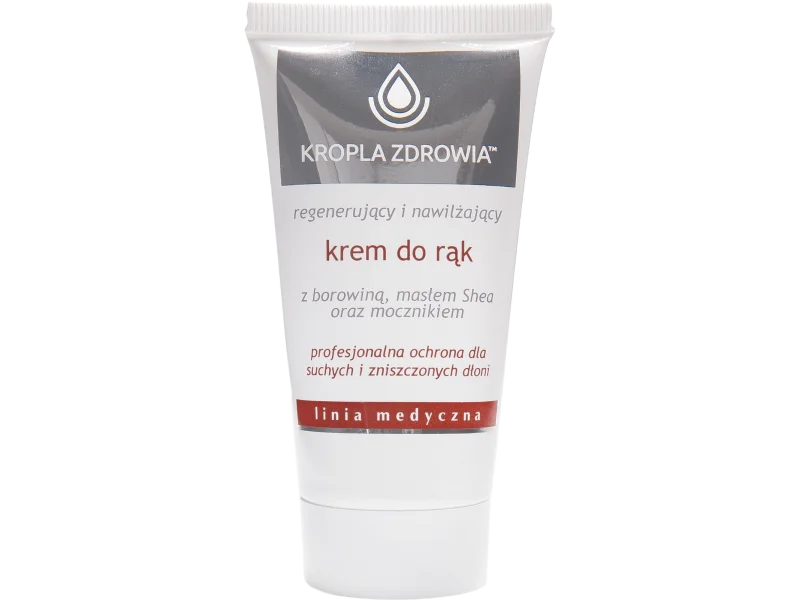Pharmedis Kropla Zdrowia linia medyczna regenerujący i nawilżający krem do rąk z borowiną, masłem shea i mocznikiem