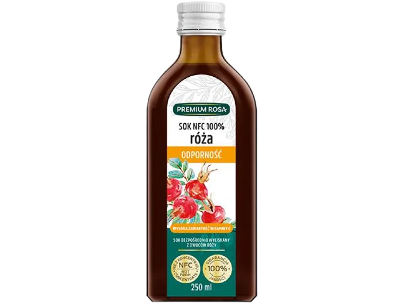 Premium Rosa Sok z owoców dzikiej róży, płyn