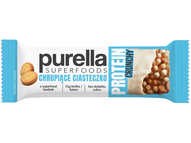 Purella Superfoods Protein bar, chrupiące ciasteczko, baton