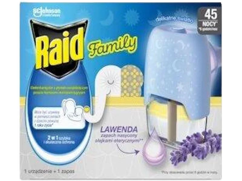 Raid Family Elektrofumigator z płynem owadobójczym lawenda, sprzęt medyczny