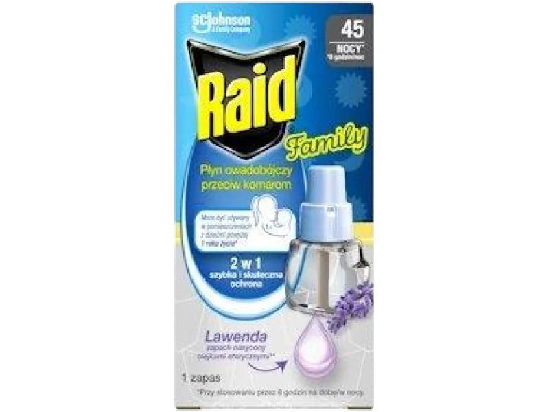 Raid Family owadobójczy przeciw komarom, lawenda, płyn