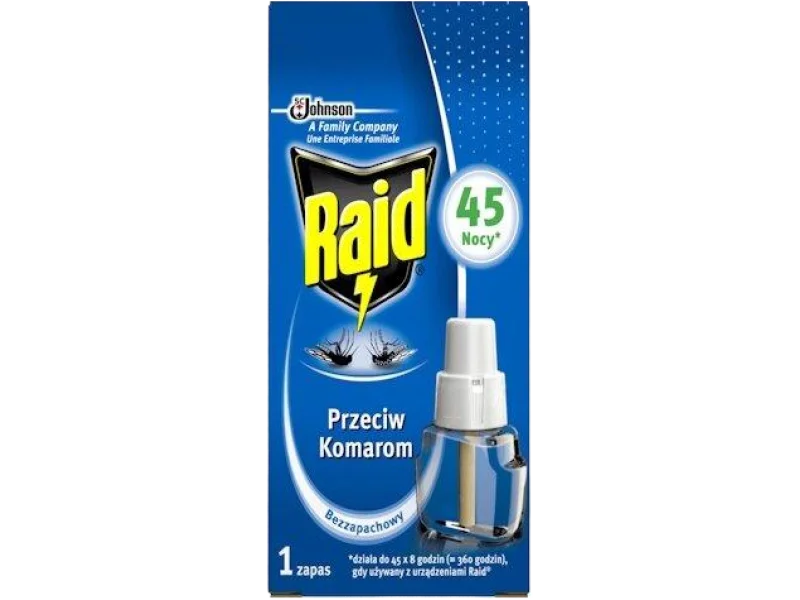 Raid owadobójczy przeciw komarom zapas bezzapachowy, płyn