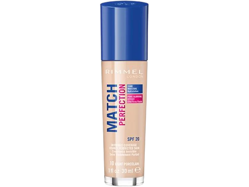 Rimmel Match Perfection podkład dopasowujący się do cery, 010 Light Porcelain SPF20