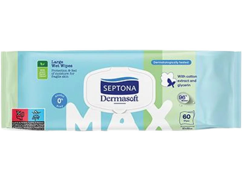 Septona Dermasoft Max chusteczki nawilżane z ekstraktem z bawełny i gliceryną