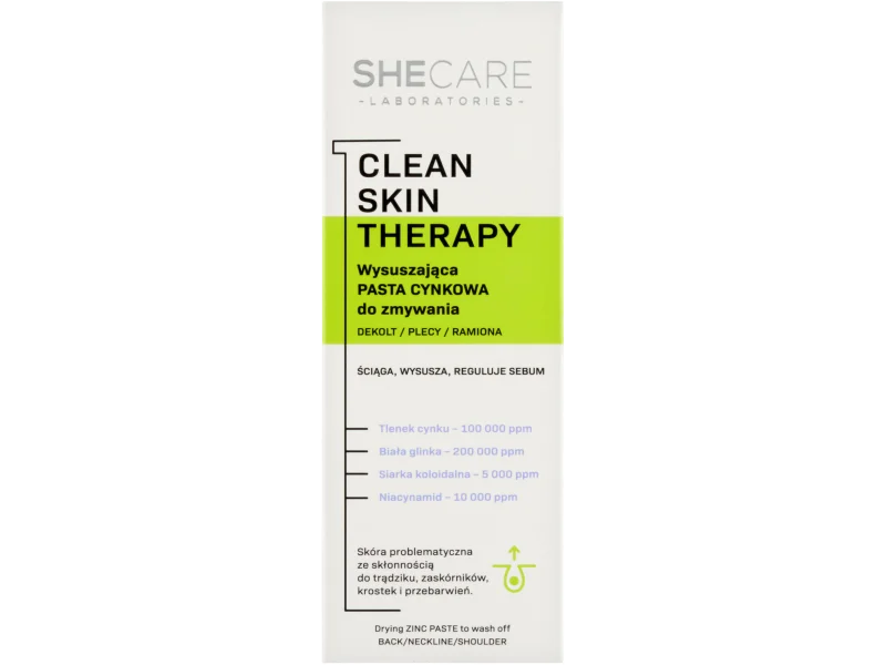 SheCare Laboratories Clean Skin Therapy, pasta wysuszająca do zmywania cynkowa