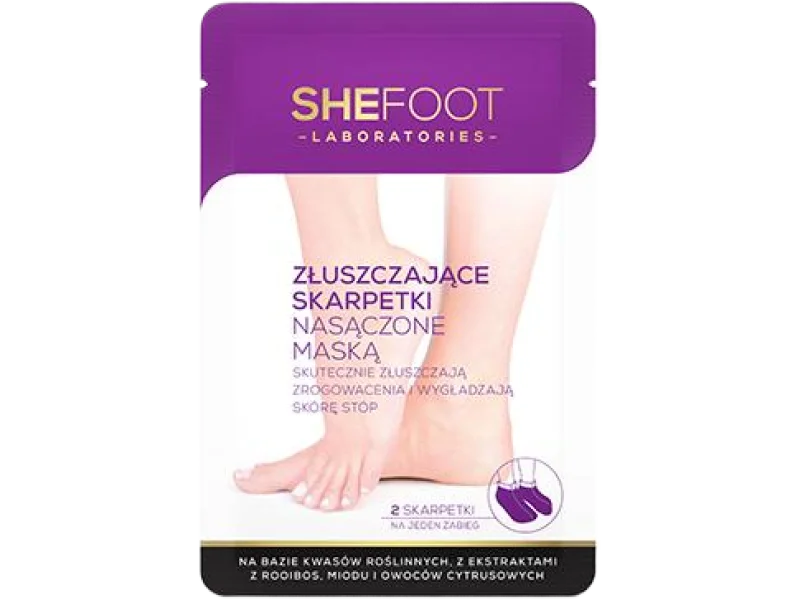 SheFoot złuszczające skarpetki nasączone maską, skarpetki złuszczające
